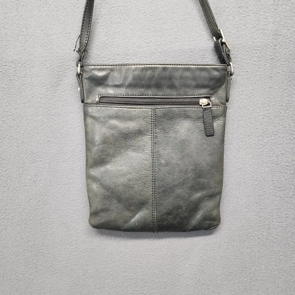 Margot Vintage Purse Black Leather Crossbody Split Pocket CLEAN